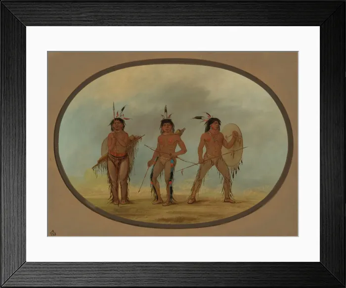 Framed Print : Three Cheyenne Warriors, 1861 / 1869. Creator: George Catlin Framed Print : Three Cheyenne Warriors, 1861 / 1869. Creator: George Catlin