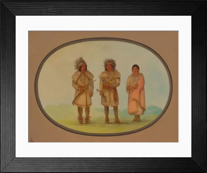 Framed Print : Three Peoria Indians, 1861 / 1869. Creator: George Catlin Framed Print : Three Peoria Indians, 1861 / 1869. Creator: George Catlin