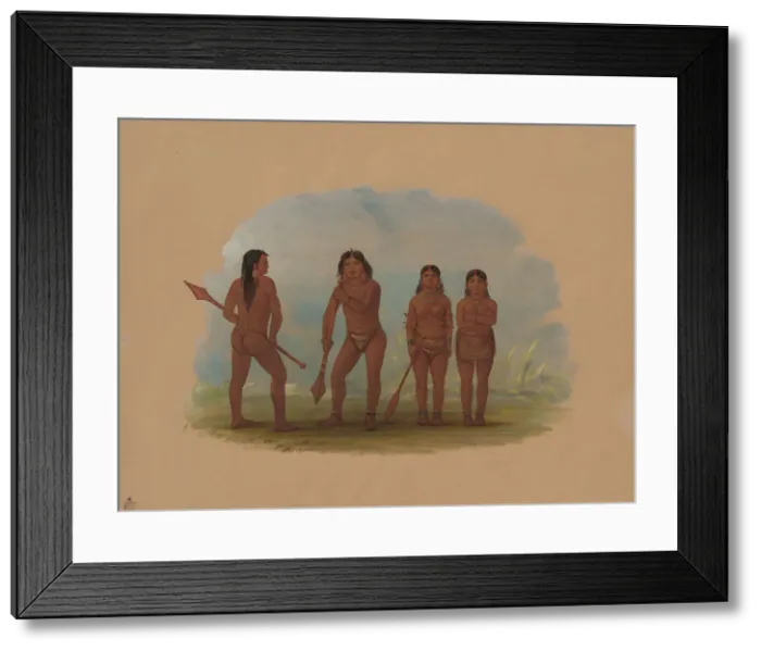 Framed Print : Four Angustura Indians, 1854 / 1869. Creator: George Catlin Framed Print : Four Angustura Indians, 1854 / 1869. Creator: George Catlin