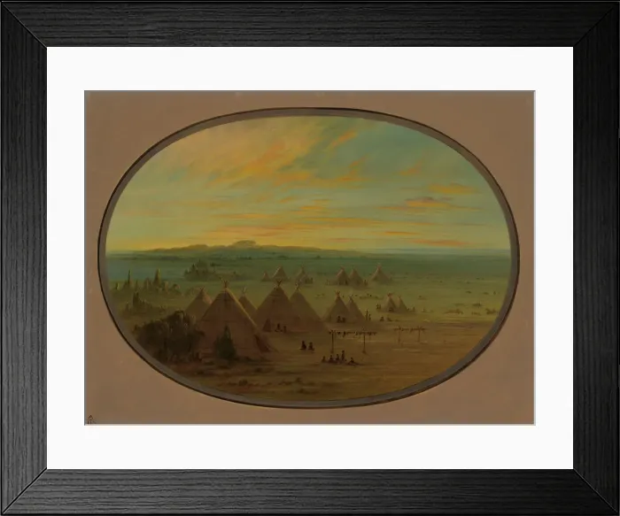 Framed Print : A Crow Village on the Salmon River, 1855 / 1869. Creator: George Catlin Framed Print : A Crow Village on the Salmon River, 1855 / 1869. Creator: George Catlin