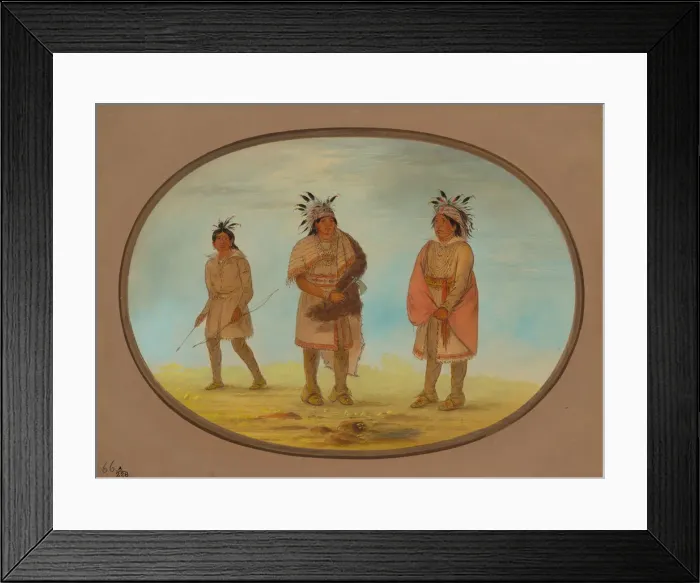 Framed Print : Two Weeah Warriors and a Woman, 1861 / 1869. Creator: George Catlin Framed Print : Two Weeah Warriors and a Woman, 1861 / 1869. Creator: George Catlin