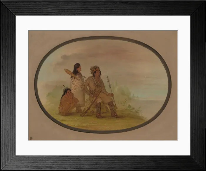Framed Print : An Old Nayas Indian, His Granddaughter, and a Boy, 1855 / 1869. Creator: George Catlin Framed Print : An Old Nayas Indian, His Granddaughter, and a Boy, 1855 / 1869. Creator: George Catlin