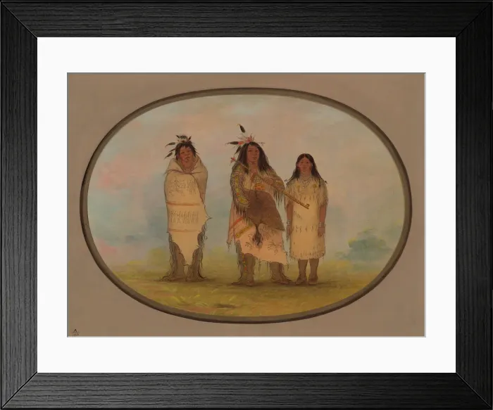 Framed Print : A Cheyenne Chief, His Wife, and a Medicine Man, 1861 / 1869. Creator: George Catlin Framed Print : A Cheyenne Chief, His Wife, and a Medicine Man, 1861 / 1869. Creator: George Catlin
