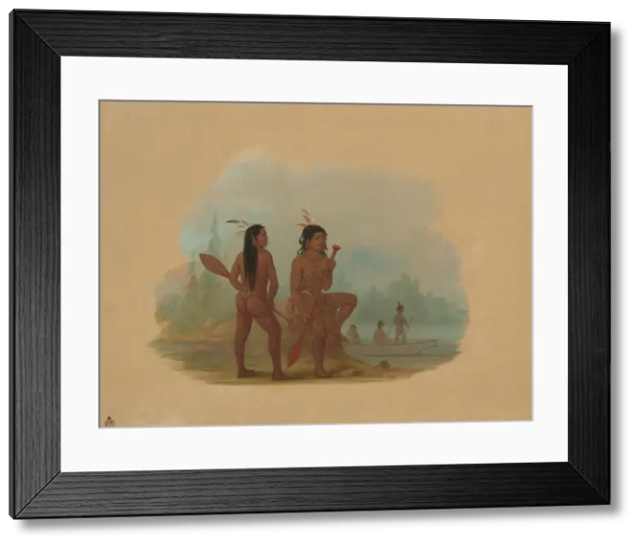 Framed Print : Two Young Hyda Men, 1855 / 1869. Creator: George Catlin Framed Print : Two Young Hyda Men, 1855 / 1869. Creator: George Catlin