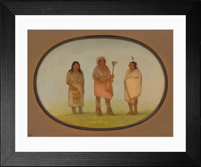 Framed Print : Three Piankeshaw Indians, 1861 / 1869. Creator: George Catlin Framed Print : Three Piankeshaw Indians, 1861 / 1869. Creator: George Catlin