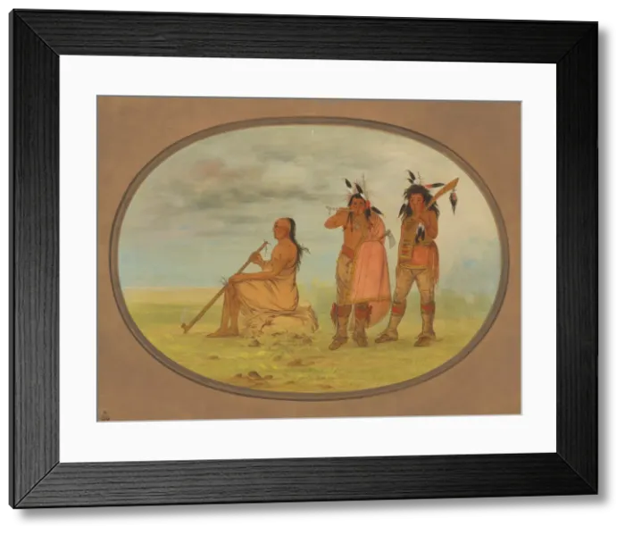 Framed Print : Old Menomonie Chief with Two Young Beaux, 1861 / 1869. Creator: George Catlin Framed Print : Old Menomonie Chief with Two Young Beaux, 1861 / 1869. Creator: George Catlin