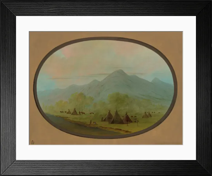 Framed Print : A Small Crow Village, 1855 / 1869. Creator: George Catlin Framed Print : A Small Crow Village, 1855 / 1869. Creator: George Catlin
