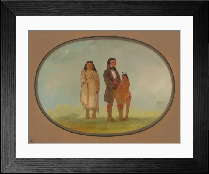Framed Print : Kaskaskia Chief, His Mother, and Son, 1861 / 1869. Creator: George Catlin Framed Print : Kaskaskia Chief, His Mother, and Son, 1861 / 1869. Creator: George Catlin