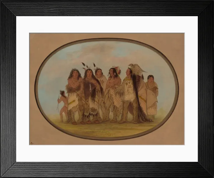 Framed Print : Distinguished Crow Indians, 1861 / 1869. Creator: George Catlin Framed Print : Distinguished Crow Indians, 1861 / 1869. Creator: George Catlin