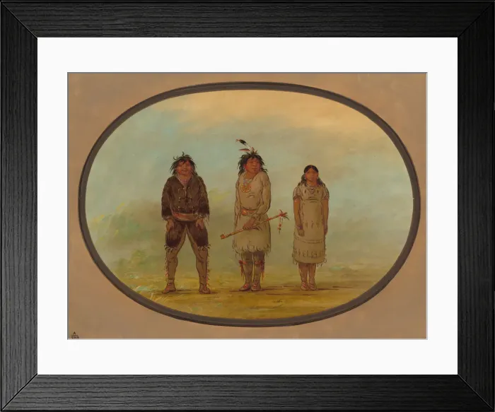 Framed Print : Three Selish Indians, 1855 / 1869. Creator: George Catlin Framed Print : Three Selish Indians, 1855 / 1869. Creator: George Catlin