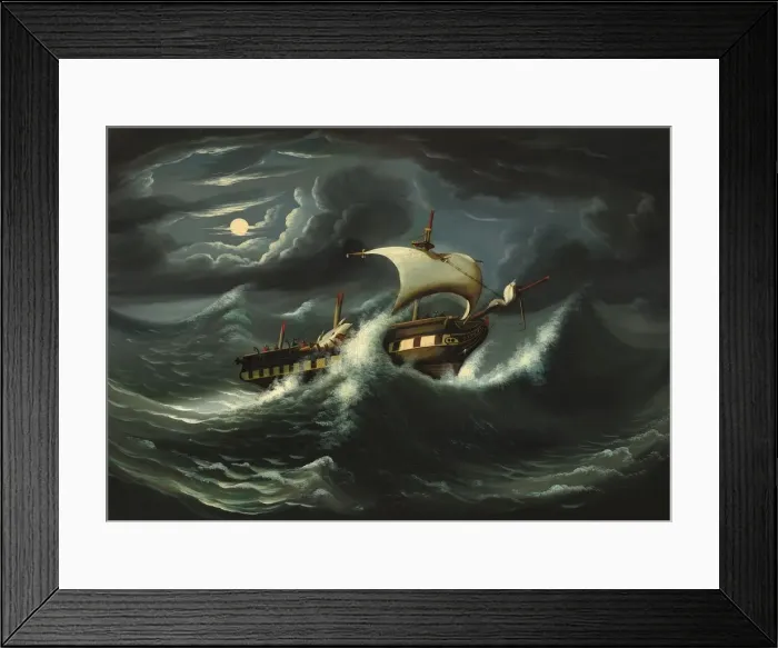 Framed Print : Storm-Tossed Frigate, mid 19th century. Creator: Thomas Chambers Framed Print : Storm-Tossed Frigate, mid 19th century. Creator: Thomas Chambers