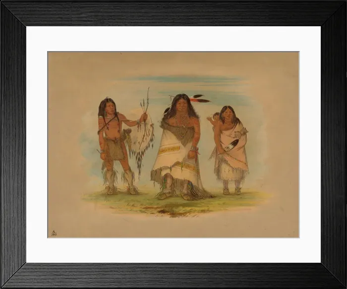 Framed Print : Camanchee Chief, His Wife, and a Warrior, 1861. Creator: George Catlin Framed Print : Camanchee Chief, His Wife, and a Warrior, 1861. Creator: George Catlin