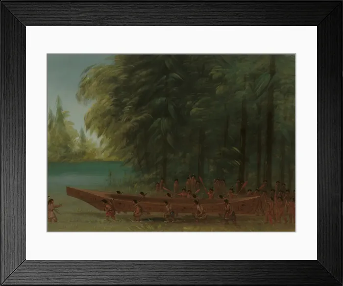 Framed Print : Launching a Canoe - Nayas Indians, 1855 / 1869. Creator: George Catlin Framed Print : Launching a Canoe - Nayas Indians, 1855 / 1869. Creator: George Catlin