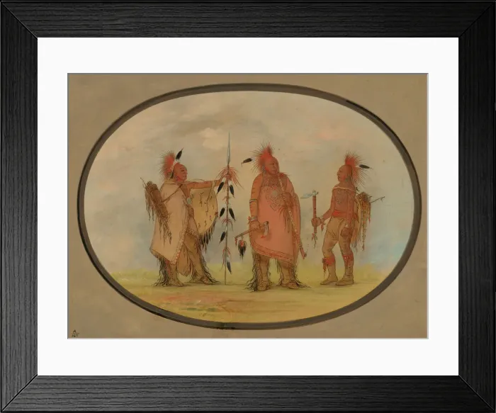 Framed Print : Osage Chief with Two Warriors, 1861 / 1869. Creator: George Catlin Framed Print : Osage Chief with Two Warriors, 1861 / 1869. Creator: George Catlin