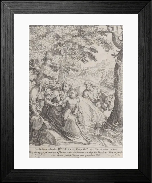 Framed Print : The rest on the flight into Egypt, 1597. Creator: Francesco Villamena Framed Print : The rest on the flight into Egypt, 1597. Creator: Francesco Villamena