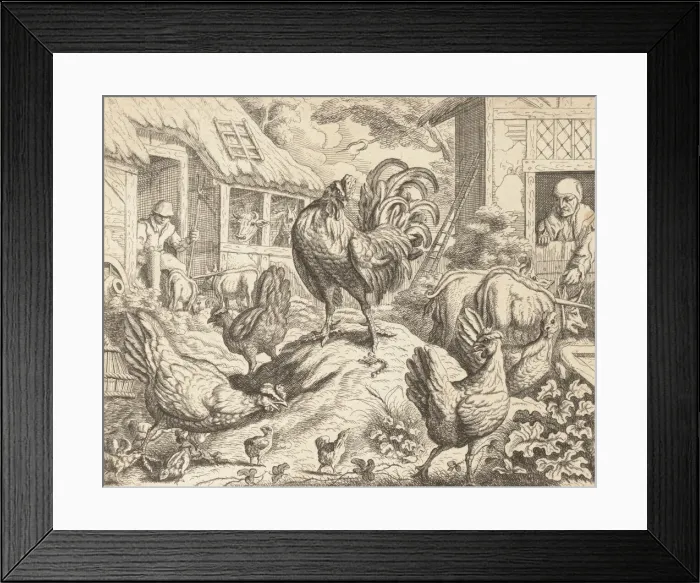 Framed Print : The Cock and the Precious Stone, from Aesops Fables, ca. 1760. Creator: James Kirk Framed Print : The Cock and the Precious Stone, from Aesops Fables, ca. 1760. Creator: James Kirk