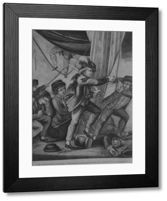 Framed Print : Capt. Paul Jones shooting a Sailor who had attempted to strike Framed Print : Capt. Paul Jones shooting a Sailor who had attempted to strike