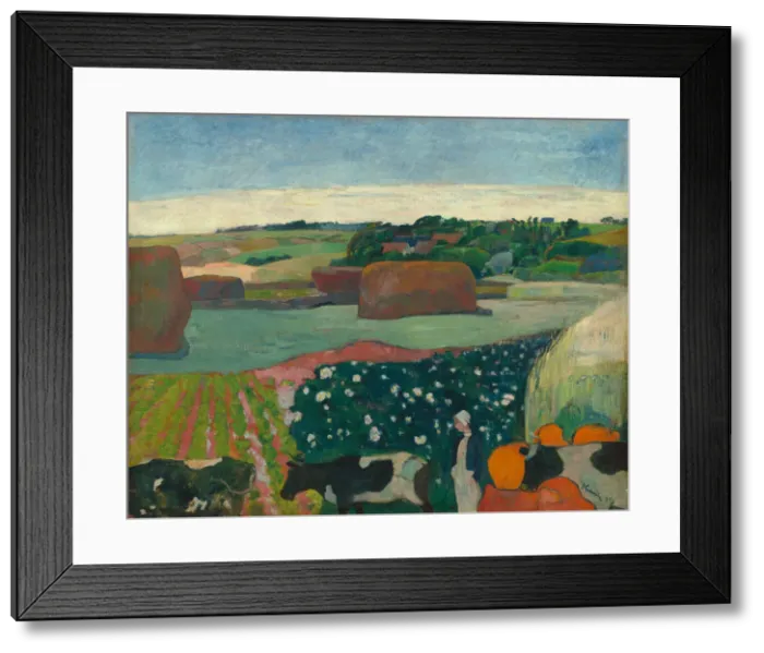 Framed Print : Haystacks in Brittany, 1890. Creator: Paul Gauguin Framed Print : Haystacks in Brittany, 1890. Creator: Paul Gauguin
