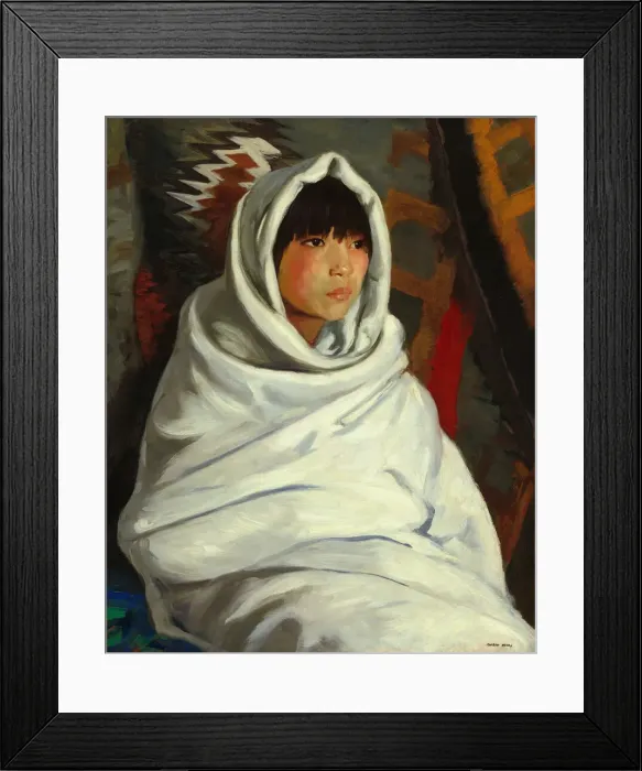 Framed Print : Indian Girl in White Blanket, 1917. Creator: Robert Henri Framed Print : Indian Girl in White Blanket, 1917. Creator: Robert Henri