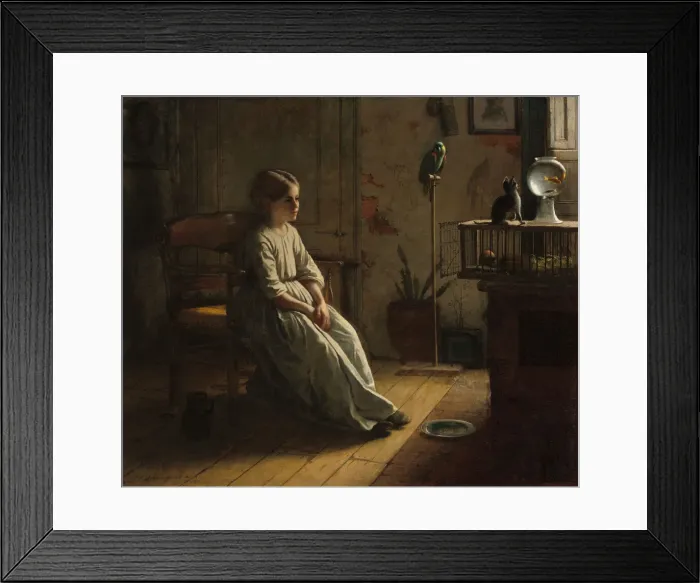 Framed Print : The Pets, 1856. Creator: Eastman Johnson Framed Print : The Pets, 1856. Creator: Eastman Johnson