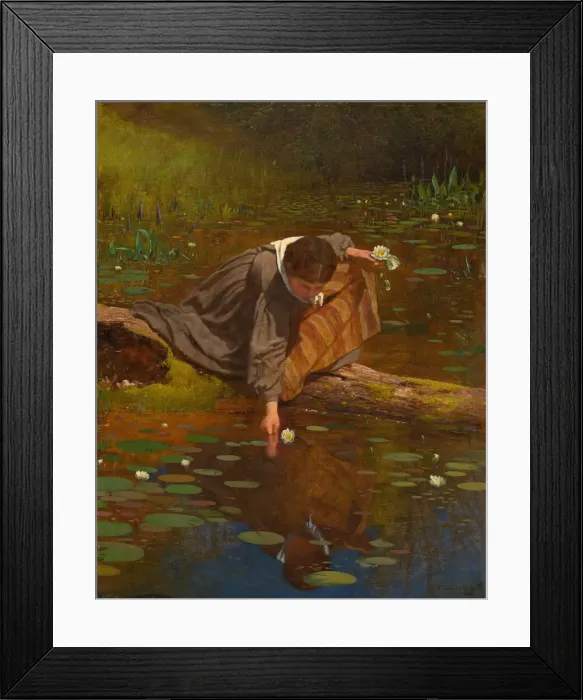 Framed Print : Gathering Lilies, 1865. Creator: Eastman Johnson Framed Print : Gathering Lilies, 1865. Creator: Eastman Johnson