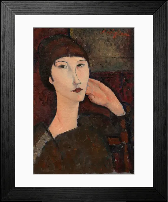 Framed Print : Adrienne (Woman with Bangs), 1917. Creator: Amadeo Modigliani Framed Print : Adrienne (Woman with Bangs), 1917. Creator: Amadeo Modigliani