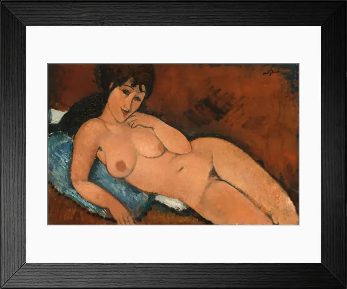 Framed Print : Nude on a Blue Cushion, 1917. Creator: Amadeo Modigliani Framed Print : Nude on a Blue Cushion, 1917. Creator: Amadeo Modigliani