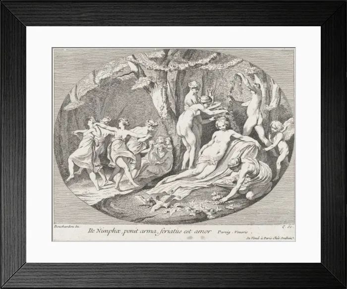 Framed Print : Go Nymphs, who lay down their arms, Love is resting!, 1730-60 Framed Print : Go Nymphs, who lay down their arms, Love is resting!, 1730-60
