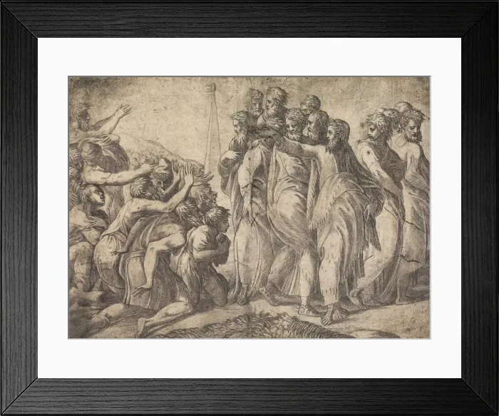 Framed Print : Christ Healing the Lepers, ca. 1545 (?). Creator: Andrea Schiavone Framed Print : Christ Healing the Lepers, ca. 1545 (?). Creator: Andrea Schiavone