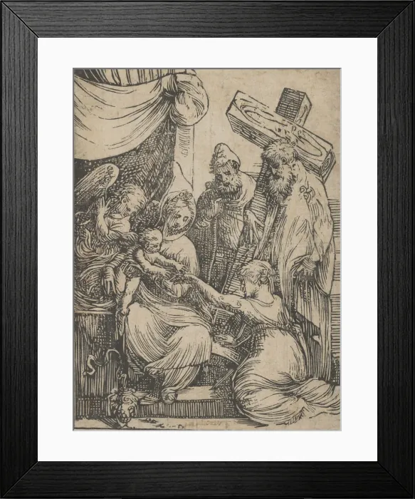 Framed Print : The marriage of Saint Catherine, 1550-60. Creator: Andrea Schiavone Framed Print : The marriage of Saint Catherine, 1550-60. Creator: Andrea Schiavone