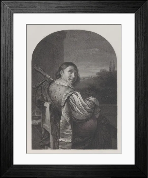 Framed Print : Man seated with a musical instrument, seen from behind, 1842-81 Framed Print : Man seated with a musical instrument, seen from behind, 1842-81