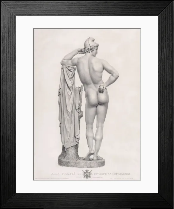 Framed Print : Paris leaning on tree stump, back view. from Oeuvre de Canova: Recueil de Statues Framed Print : Paris leaning on tree stump, back view. from Oeuvre de Canova: Recueil de Statues