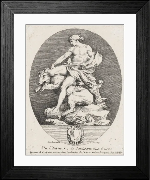 Framed Print : A Hunter Grabbing a Bear, 1737. Creators: Caylus, Anne-Claude-Philippe de Framed Print : A Hunter Grabbing a Bear, 1737. Creators: Caylus, Anne-Claude-Philippe de