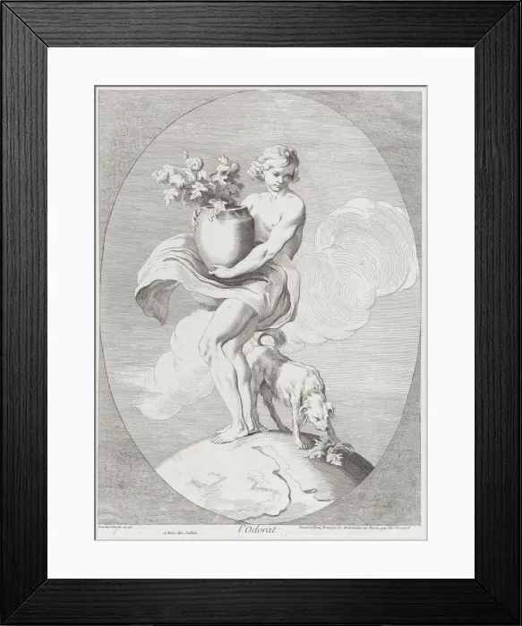 Framed Print : Smell, 1730-65. Creators: Caylus, Anne-Claude-Philippe de, Etienne Fessard Framed Print : Smell, 1730-65. Creators: Caylus, Anne-Claude-Philippe de, Etienne Fessard