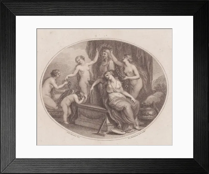 Framed Print : The Graces Crowning the Bust of Raphael, July 28, 1788. Creator: Francesco Bartolozzi Framed Print : The Graces Crowning the Bust of Raphael, July 28, 1788. Creator: Francesco Bartolozzi