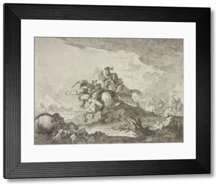 Framed Print : Cavalry Charge, mid to late 18th century. Creator: Francesco Giuseppe Casanova