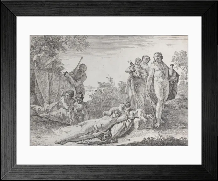 Framed Print : Nine Figures near a Herm of Pan, from Bacchanals and Histories, 1744 Framed Print : Nine Figures near a Herm of Pan, from Bacchanals and Histories, 1744