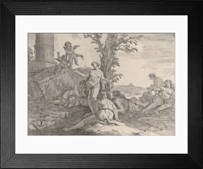 Framed Print : Six nymphs and two putti, from Bacchanals and Histories, 1744 Framed Print : Six nymphs and two putti, from Bacchanals and Histories, 1744