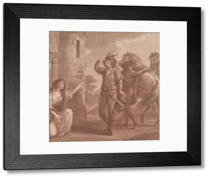 Framed Print : Prince Edmund, surnam d Ironside and Algitha, 1786. Creator: Francesco Bartolozzi