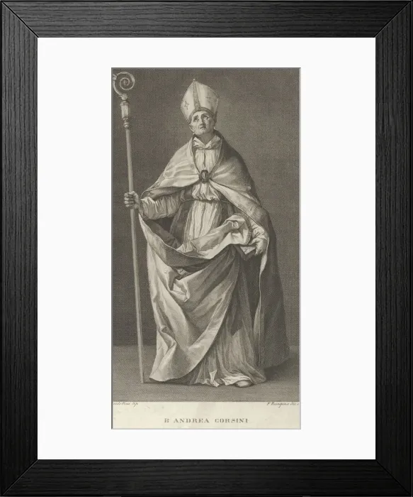 Framed Print : Saint Andrea Corsini dressed as Bishop of Fiesole, holding a crosier and looking... ca Framed Print : Saint Andrea Corsini dressed as Bishop of Fiesole, holding a crosier and looking... ca