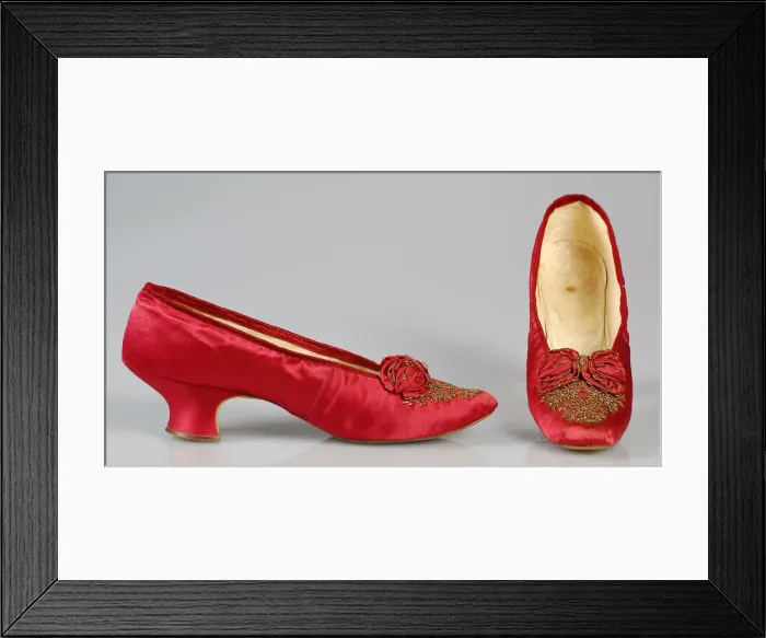 Framed Print : Evening slippers, French, 1875-85. Creator: Unknown Framed Print : Evening slippers, French, 1875-85. Creator: Unknown