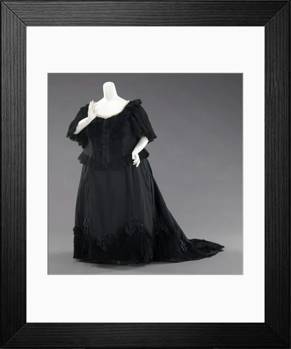 Framed Print : Mourning dress, British, 1894-95. Creator: Unknown Framed Print : Mourning dress, British, 1894-95. Creator: Unknown