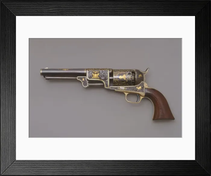 Framed Print : Colt Third Model Dragoon Percussion Revolver, serial no. 12406, American, Connecticut, ca Framed Print : Colt Third Model Dragoon Percussion Revolver, serial no. 12406, American, Connecticut, ca