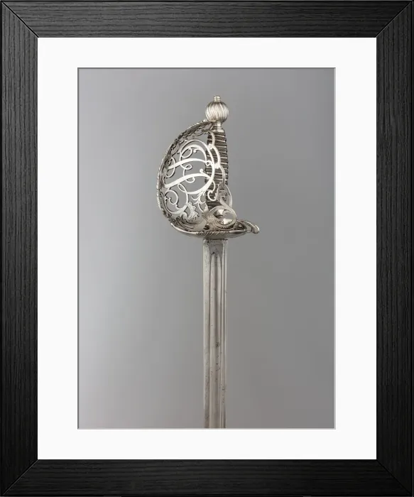 Framed Print : Basket-Hilted Sword, British, ca. 1750-60. Creator: Unknown Framed Print : Basket-Hilted Sword, British, ca. 1750-60. Creator: Unknown