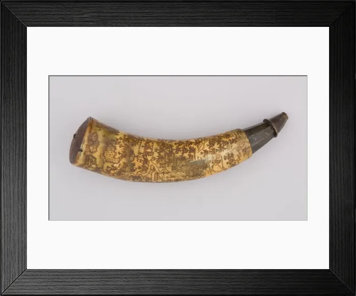 Framed Print : Powder Horn, Colonial American, dated 1759. Creator: Unknown