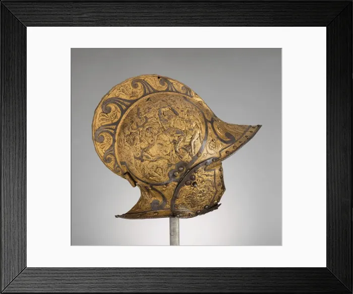 Framed Print : Burgonet with Falling Buffe, French, ca. 1550. Creator: Unknown Framed Print : Burgonet with Falling Buffe, French, ca. 1550. Creator: Unknown