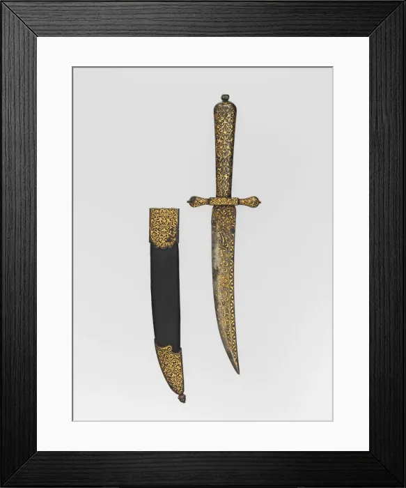 Framed Print : Dagger with Sheath, blade, Turkish; hilt and scabbard, European... blade, mid-16th century Framed Print : Dagger with Sheath, blade, Turkish; hilt and scabbard, European... blade, mid-16th century