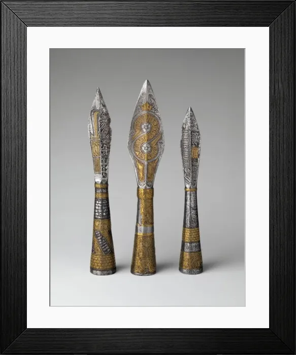 Framed Print : Three Ceremonial Arrowheads, Bohemian, probably Prague, ca. 1437-39. Creator: Unknown Framed Print : Three Ceremonial Arrowheads, Bohemian, probably Prague, ca. 1437-39. Creator: Unknown