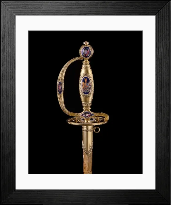 Framed Print : Presentation Smallsword with Scabbard, British, London, hallmarked for 1797-98 Framed Print : Presentation Smallsword with Scabbard, British, London, hallmarked for 1797-98