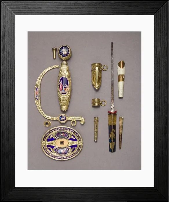 Framed Print : Smallsword Hilt and Scabbard Mounts, British, London, hallmarked for 1797-98 Framed Print : Smallsword Hilt and Scabbard Mounts, British, London, hallmarked for 1797-98